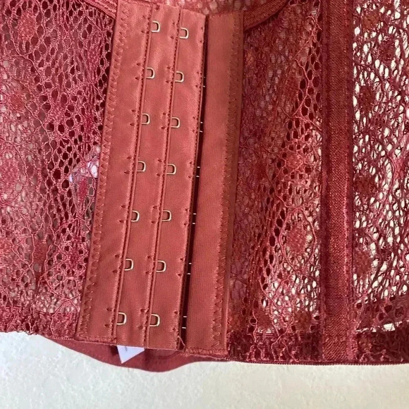 Out From Under Weekend In Marrakesh Halter Lace Brown Sheer Coquette Corset M - Picture 10 of 11